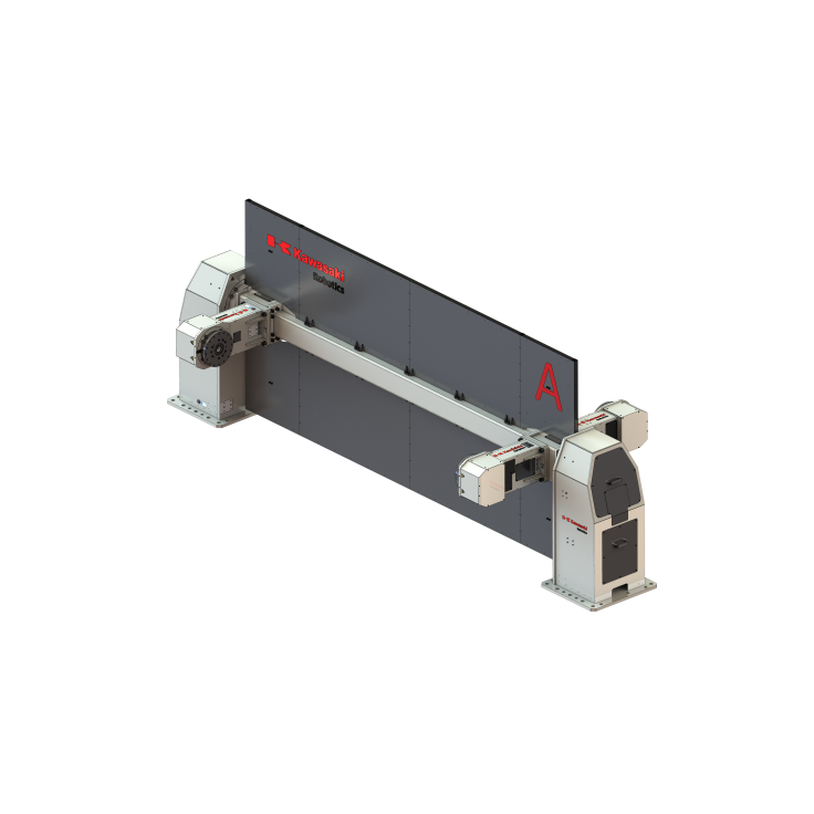 Multi axis welding positioner with 3 horizontal rotating axis, 2 stations and 1000 kg payload 