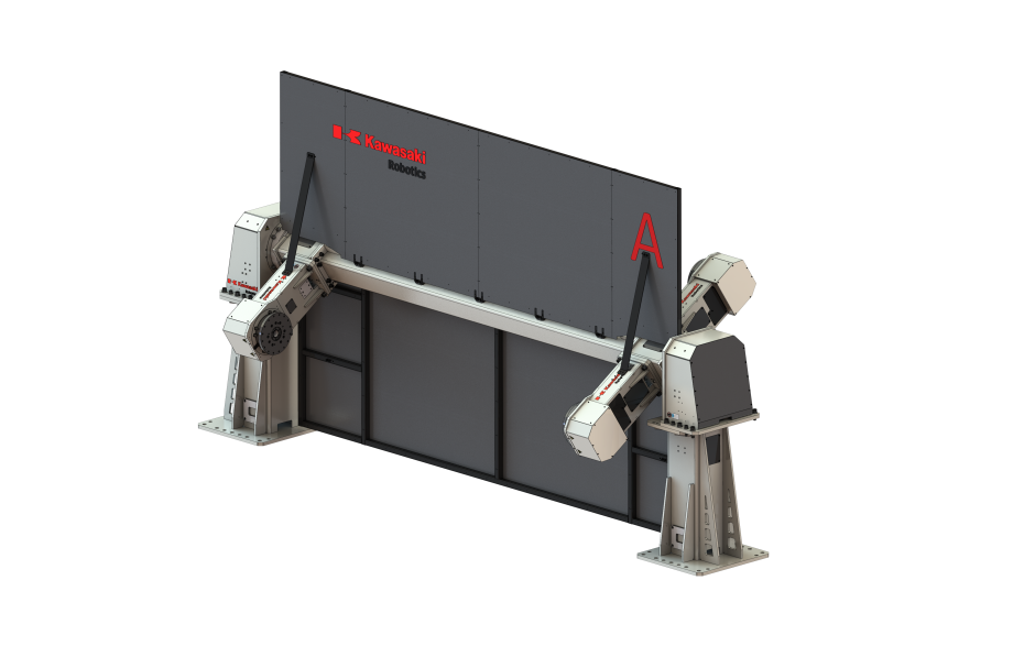 Multi axis welding positioner with 3 horizontal rotating axis, 2 stations and 1000 kg payload  2