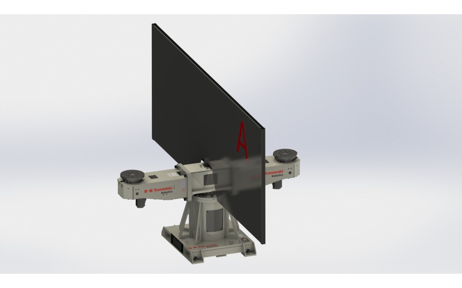 Multi axis welding positioner with 3 vertical rotating axis, 2 stations and 180 kg payload