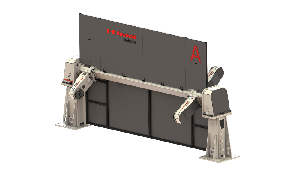 Multi axis welding positioner with 3 horizontal rotating axis, 2 stations and 250 kg payload 2
