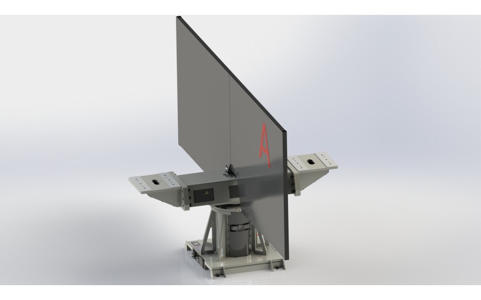 Single axis welding positioner with vertical rotating axis and 500 kg payload per side