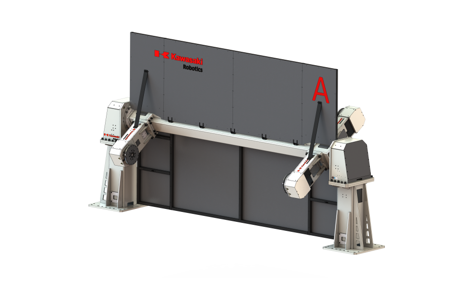 Multi axis welding positioner with 3 horizontal rotating axis, 2 stations and 500 kg payload  2