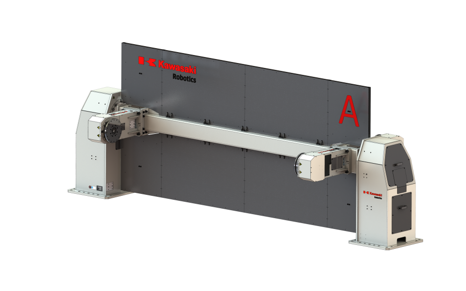 Multi axis welding positioner with 3 horizontal rotating axis, 2 stations and 500 kg payload 