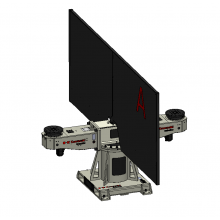 Multi axis welding positioner with 3 vertical rotating axis, 2 stations and 180 kg payload